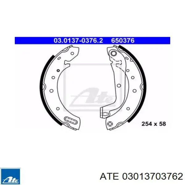 Задние барабанные колодки 03013703762 ATE