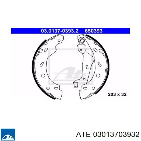 Задние барабанные колодки 03013703932 ATE