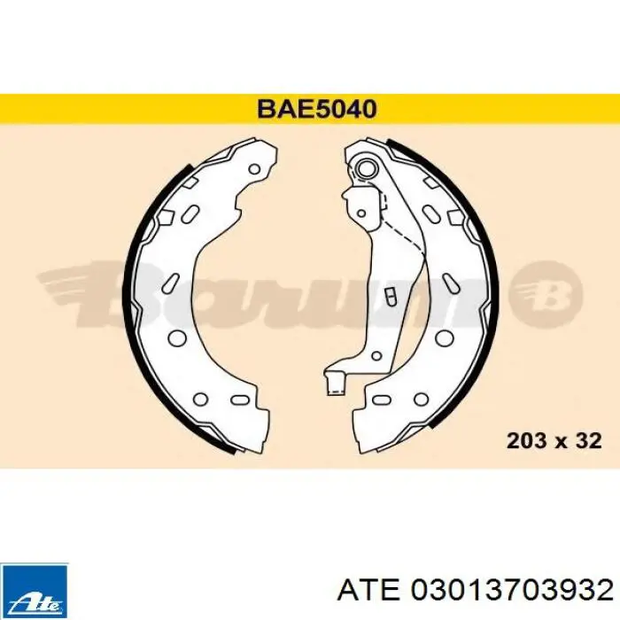 Задние барабанные колодки 03013703932 ATE