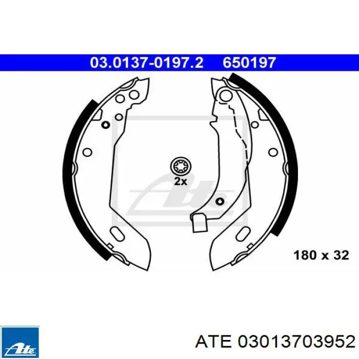 Задние барабанные колодки 03013703952 ATE