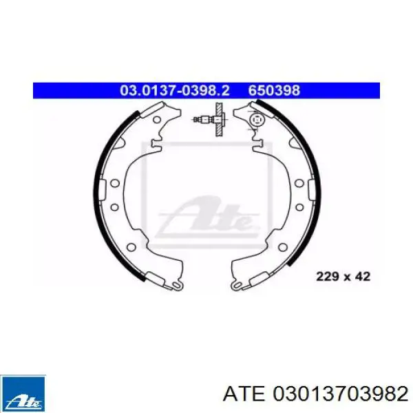 Задние барабанные колодки 03013703982 ATE