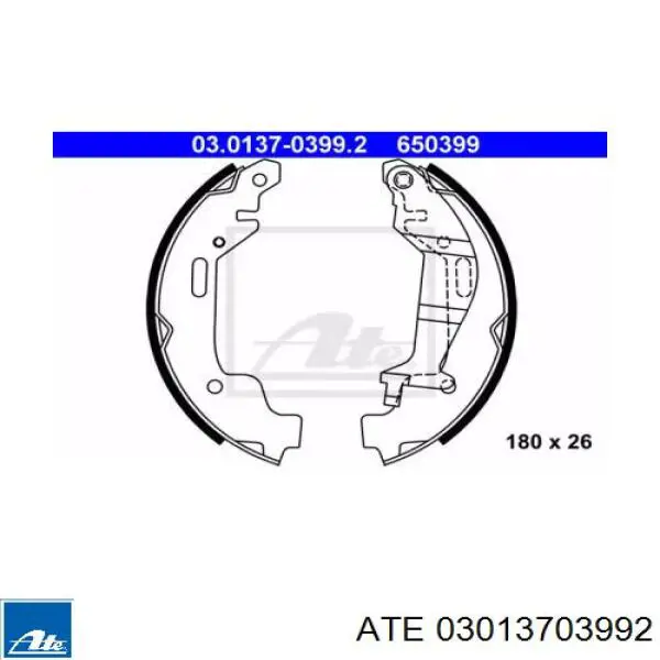 Задние барабанные колодки 03013703992 ATE