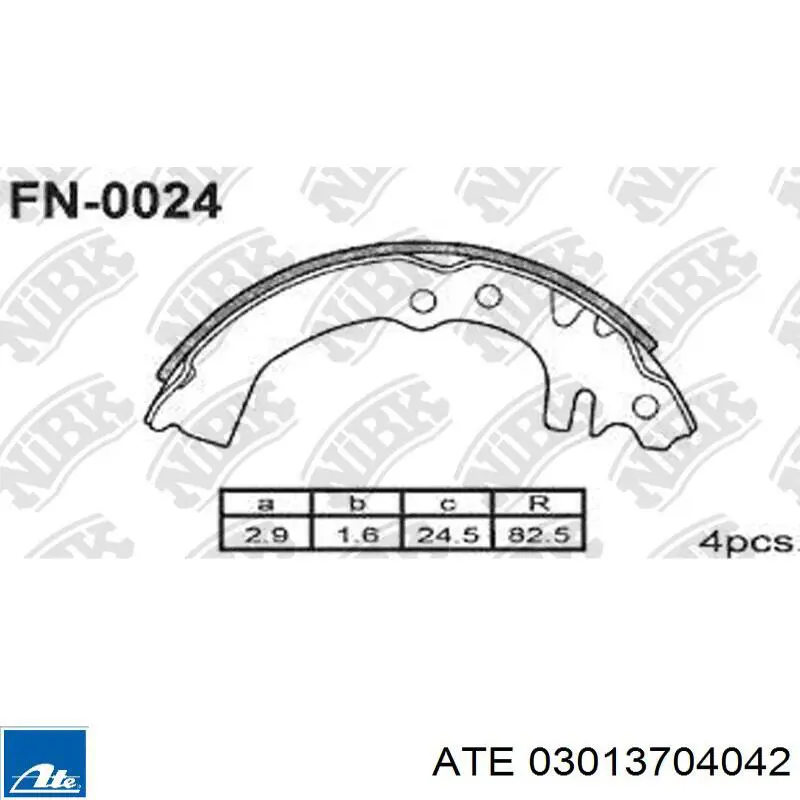 Задние барабанные колодки 03013704042 ATE