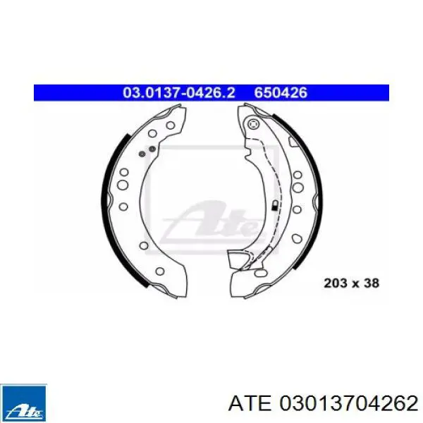 Задние барабанные колодки 03013704262 ATE