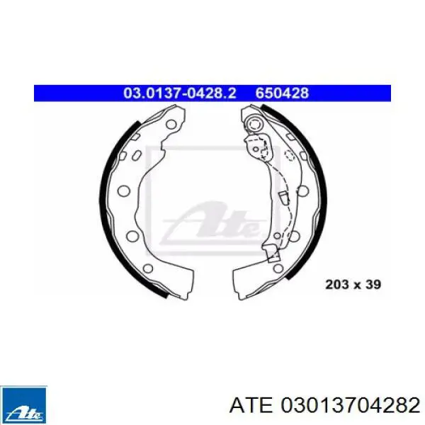 Задние барабанные колодки 03013704282 ATE