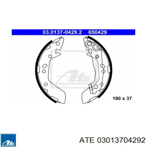 Задние барабанные колодки 03013704292 ATE