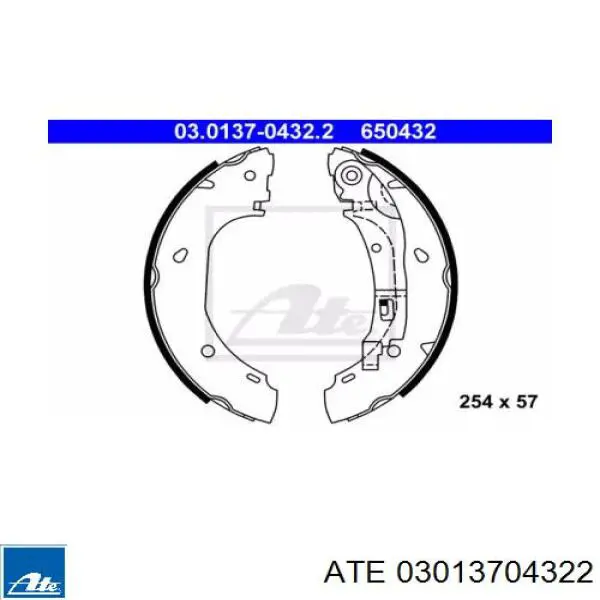 Задние барабанные колодки 03013704322 ATE