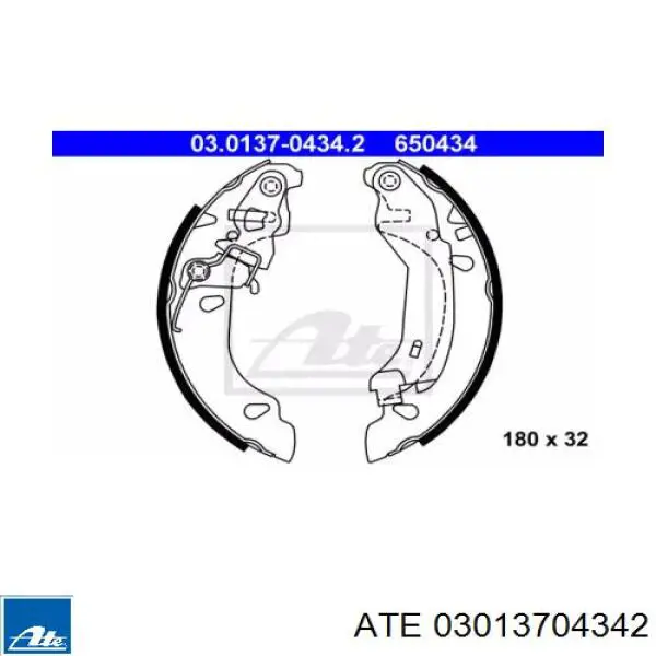 Задние барабанные колодки 03013704342 ATE