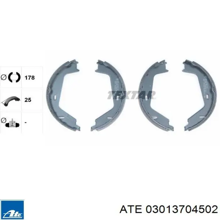 Тормозные колодки стояночного тормоза ATE 03013704502 цена, от 26.81 USD
