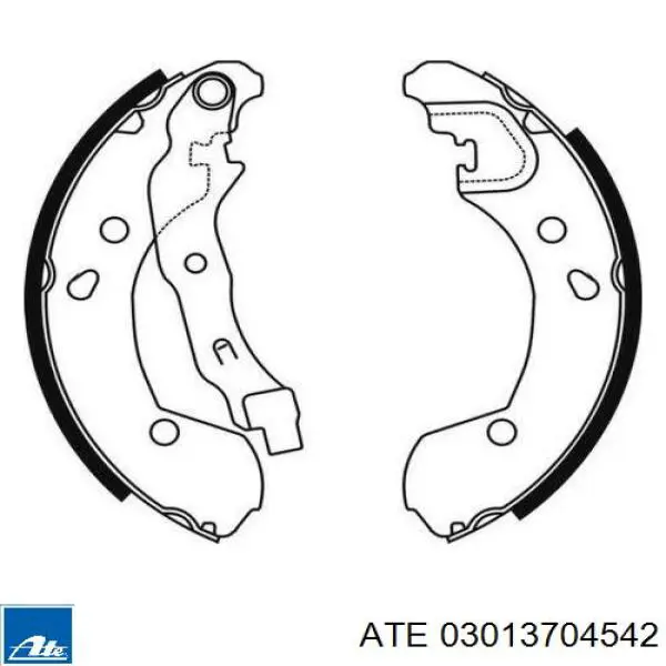 Задние барабанные колодки 03013704542 ATE