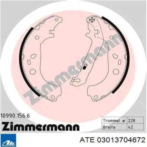 Купить 03013704672 ATE Задние барабанные тормозные колодки