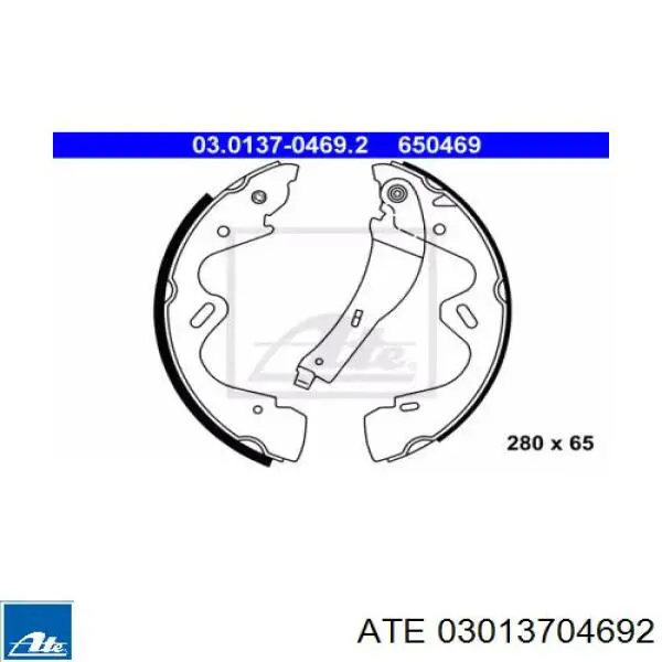 Задние барабанные колодки 03013704692 ATE