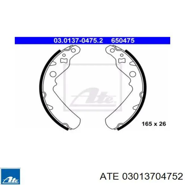 Задние барабанные колодки 03013704752 ATE