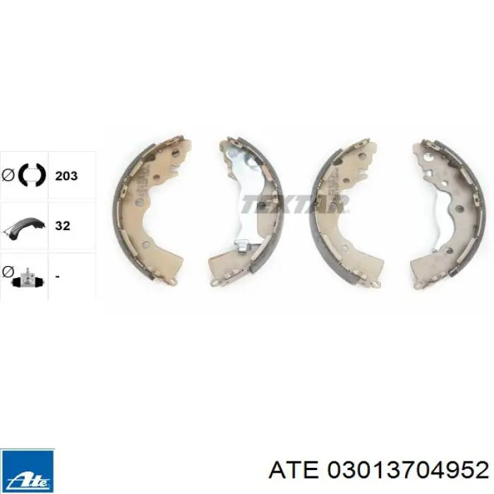 Задние барабанные колодки 03013704952 ATE
