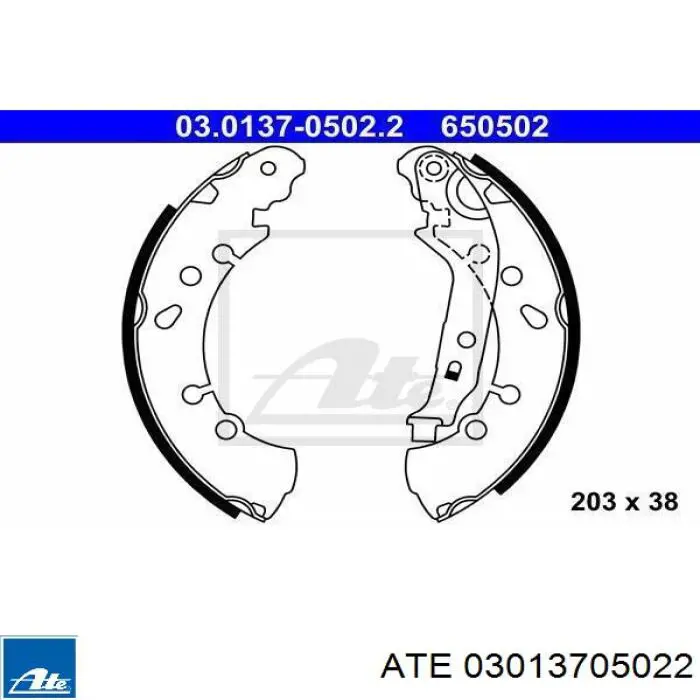 Задние барабанные колодки 03013705022 ATE