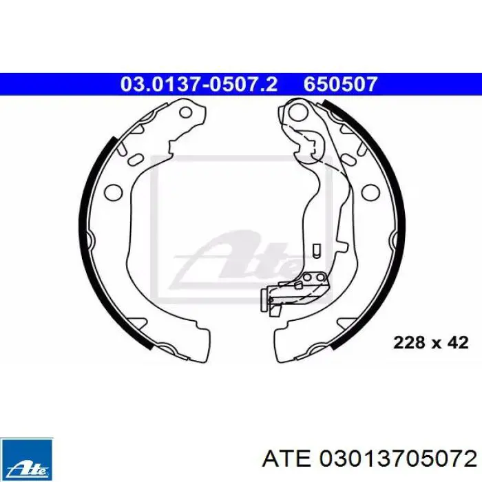 Задние барабанные колодки 03013705072 ATE