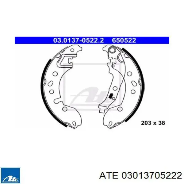 Задние барабанные колодки 03013705222 ATE