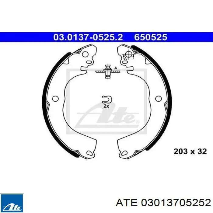 Задние барабанные колодки 03013705252 ATE