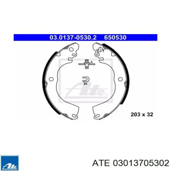 Задние барабанные колодки 03013705302 ATE