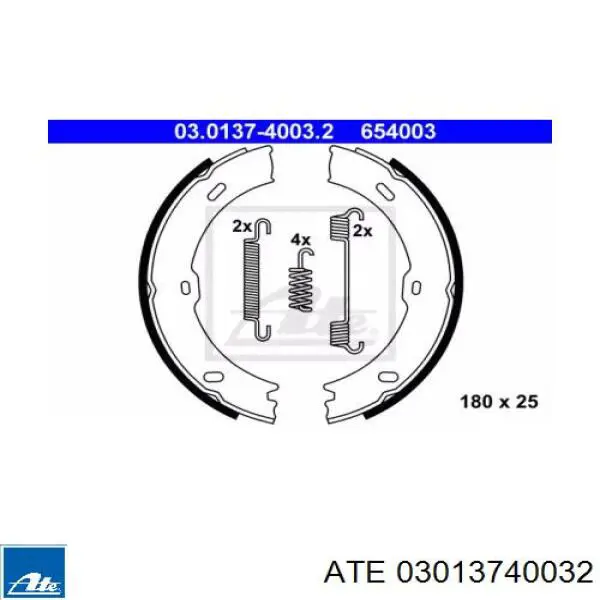 Тормозные колодки стояночного тормоза ATE 03013740032 цена, от 32.18 USD