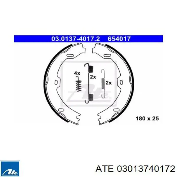 Тормозные колодки стояночного тормоза ATE 03013740172 цена, от 33.23 USD