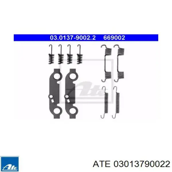 Монтажный комплект задних барабанных колодок 03013790022 ATE