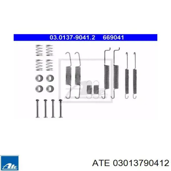 Kit de montaje, zapatas de freno traseras 03013790412 ATE