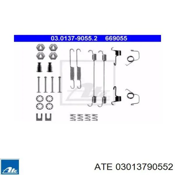 Монтажный комплект задних барабанных колодок 03013790552 ATE