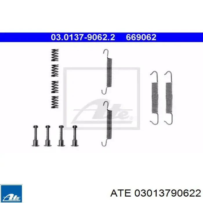 Монтажный комплект задних барабанных колодок 03013790622 ATE