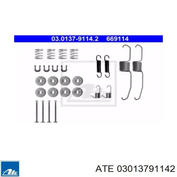 Монтажный комплект задних барабанных колодок 03013791142 ATE