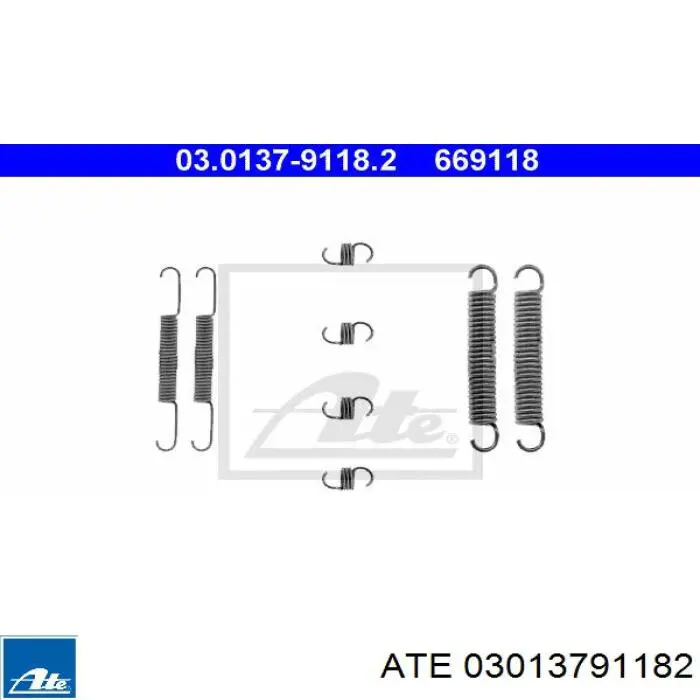 Монтажный комплект задних барабанных колодок 03013791182 ATE