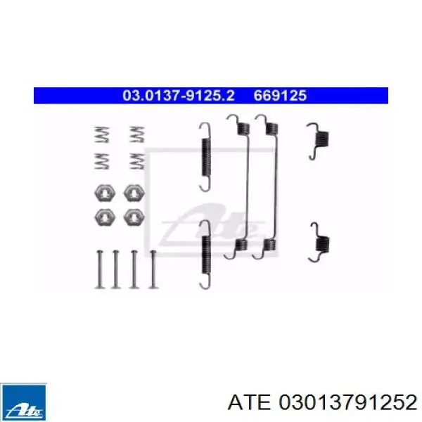 Монтажный комплект задних барабанных колодок 03013791252 ATE