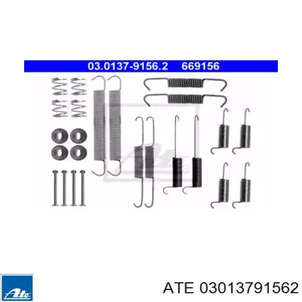 Монтажный комплект задних барабанных колодок 03013791562 ATE