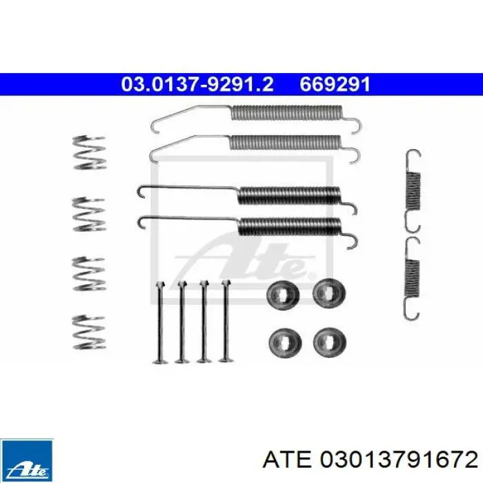 Монтажный комплект задних барабанных колодок ATE 03013791672
