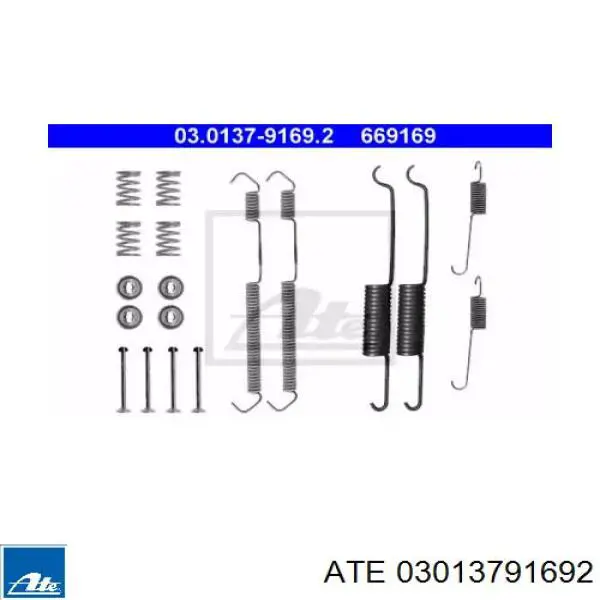 Монтажный комплект задних барабанных колодок 03013791692 ATE