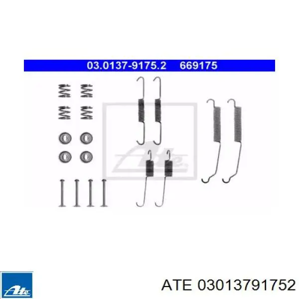 Монтажный комплект задних барабанных колодок 03013791752 ATE