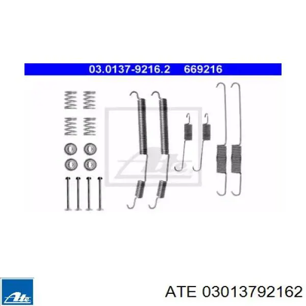 Монтажный комплект задних барабанных колодок 03013792162 ATE