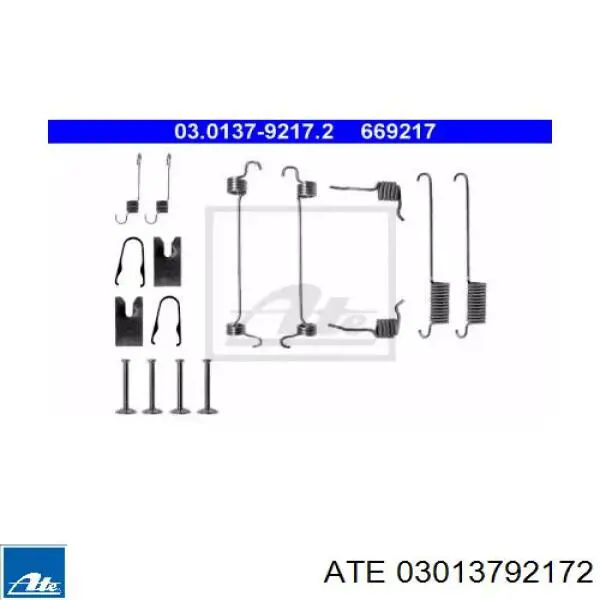 Монтажный комплект задних барабанных колодок 03013792172 ATE