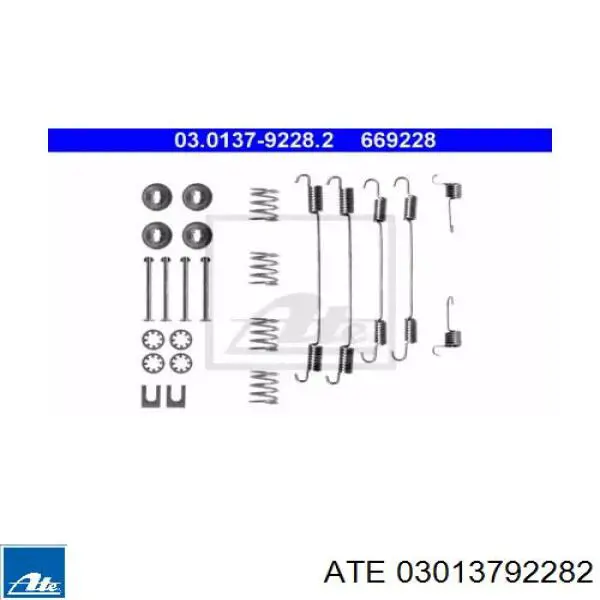 Kit de montaje, zapatas de freno traseras 03013792282 ATE