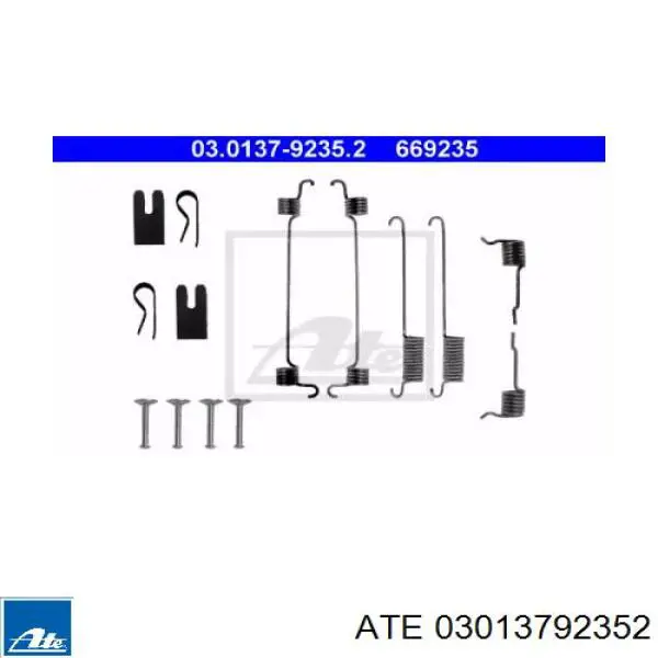 Монтажный комплект задних барабанных колодок 03013792352 ATE