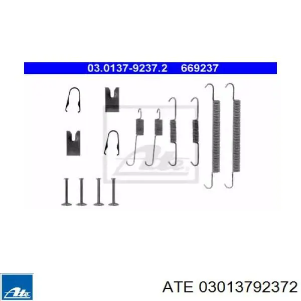 Установочный комплект задних барабанных колодок ATE 03013792372 цена, от 6.68 USD