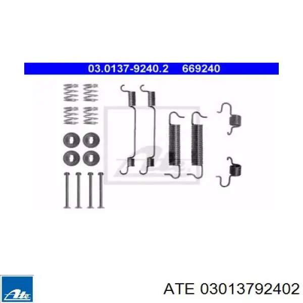 Монтажный комплект задних барабанных колодок 03013792402 ATE