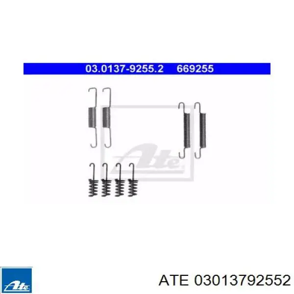 Монтажный комплект задних барабанных колодок 03013792552 ATE