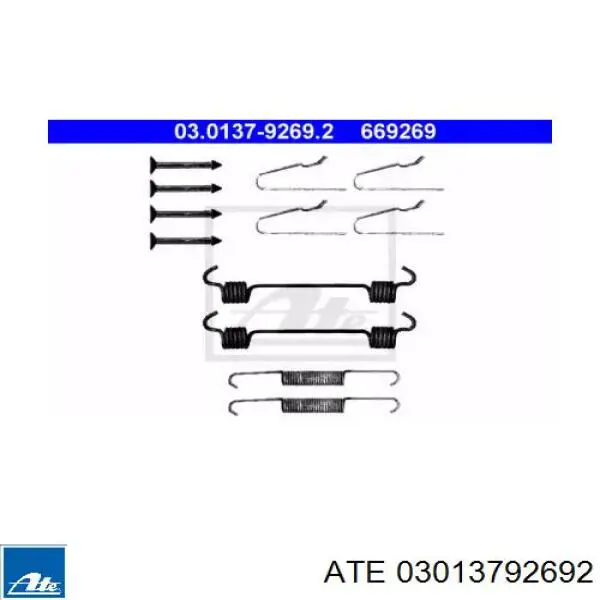 Монтажный комплект задних барабанных колодок 03013792692 ATE