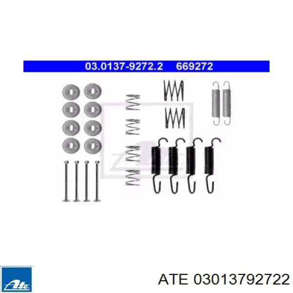 Kit de montaje, zapatas de freno traseras 03013792722 ATE