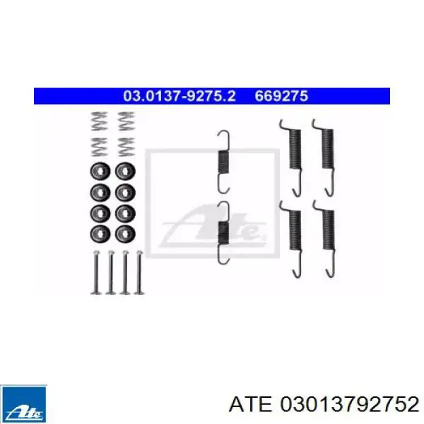 Монтажный комплект задних барабанных колодок 03013792752 ATE