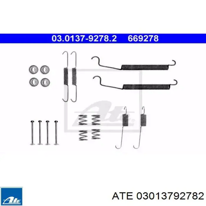Монтажный комплект задних барабанных колодок 03013792782 ATE