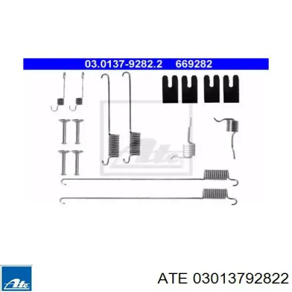 Монтажный комплект задних барабанных колодок 03013792822 ATE