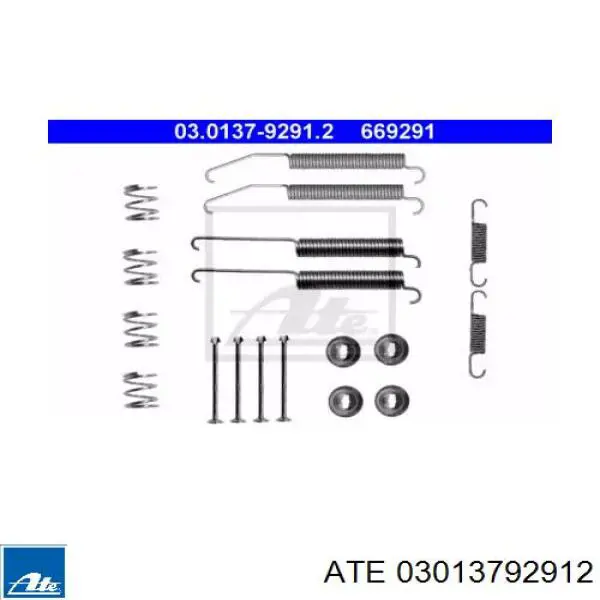 Монтажный комплект задних барабанных колодок 03013792912 ATE