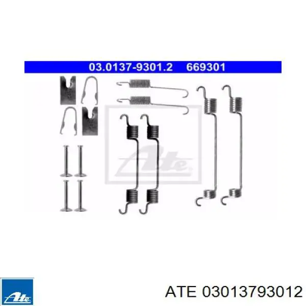 Монтажный комплект задних барабанных колодок 03013793012 ATE